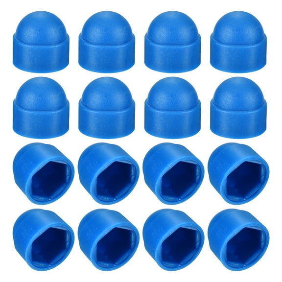 Uxcell 50pack Hex Nut Cover, M10 Blue Plastic Dome Nut Protection Cap Hex Bolt Nut Covers for Hexagon Screws, Bolts