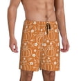 thumbnail image 2 of Naloa Hand-drawn Pumpkin with Flowers Men's Short Pajama Pants, Pj Shorts, Lounge Comfort Shorts-Small, 2 of 6