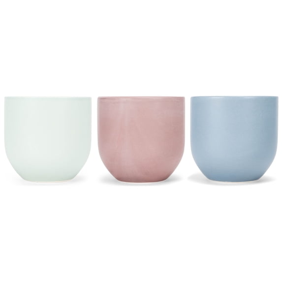 Napco Assorted Matte Finish 4.5 Inch White Red Blue Ceramic Flower Pot Planter Set of 3