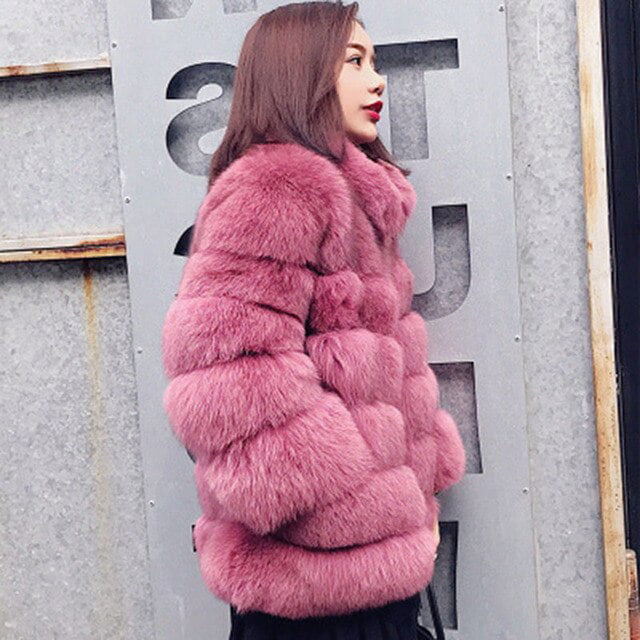 Pikadingnis Women's Fashion Faux Fur Coat