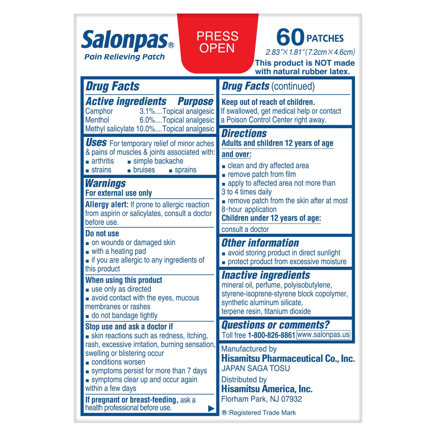 Salonpas Pain Relieving Patch, 60 Count (Pack of 1)
