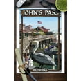 thumbnail image 3 of John's Pass, Florida, Pelican and Dock (9x12 Wall Art Print, Home Decor), 3 of 3