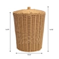 thumbnail image 4 of happimess Ollie Coastal Contemporary Resin 4.7-Gallon Tapered Round Wicker Waste Basket with Lid, Natural (Set of 2), 4 of 6