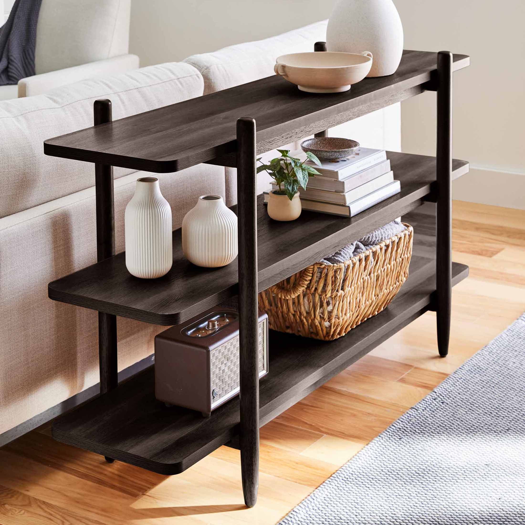 Better Homes & Gardens Springwood Horizontal Bookcase, Charcoal Finish
