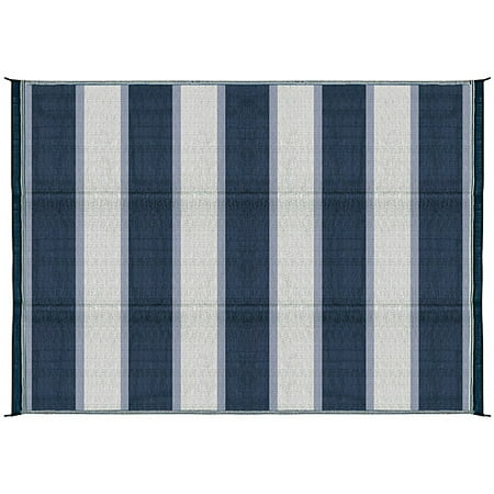 Camco 6 X 9 Reversible Rv Outdoor Mat Camping Mat Blue Stripe