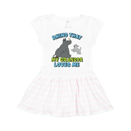 

Inktastic Rhino That My Grandpa Loves Me with Cute Rhinos Gift Toddler Girl Dress