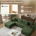 thumbnail image 3 of 4 Seats Boneless Modular Cloud Sectional Sofa with Chaise & Ottoman, Extra-Wide Deep Seats Plush Corduroy Sleeper Soft Couch for Modern Living Rooms, Small Spaces Apartments Green 138"-U Shape Left, 3 of 8
