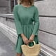 thumbnail image 5 of Señoras Primavera Y Otoño Cuello Redondo Color Sólido Manga Larga Temperamento Encaje Cintura Falda Delgada Sress Pompotops hdfakjf7924, 5 of 6