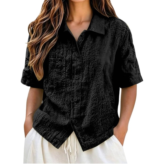 Short Sleeve Shirts for Women Casual Blouse with Round Neck Relaxed Fit Womens Summer Tops