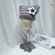 thumbnail image 2 of Y2K-gorro de punto gótico para mujer, Gorro con orejas de Diablo, a rayas, a prueba de viento, gorro de lana hecho a mano de invierno, 2 of 4