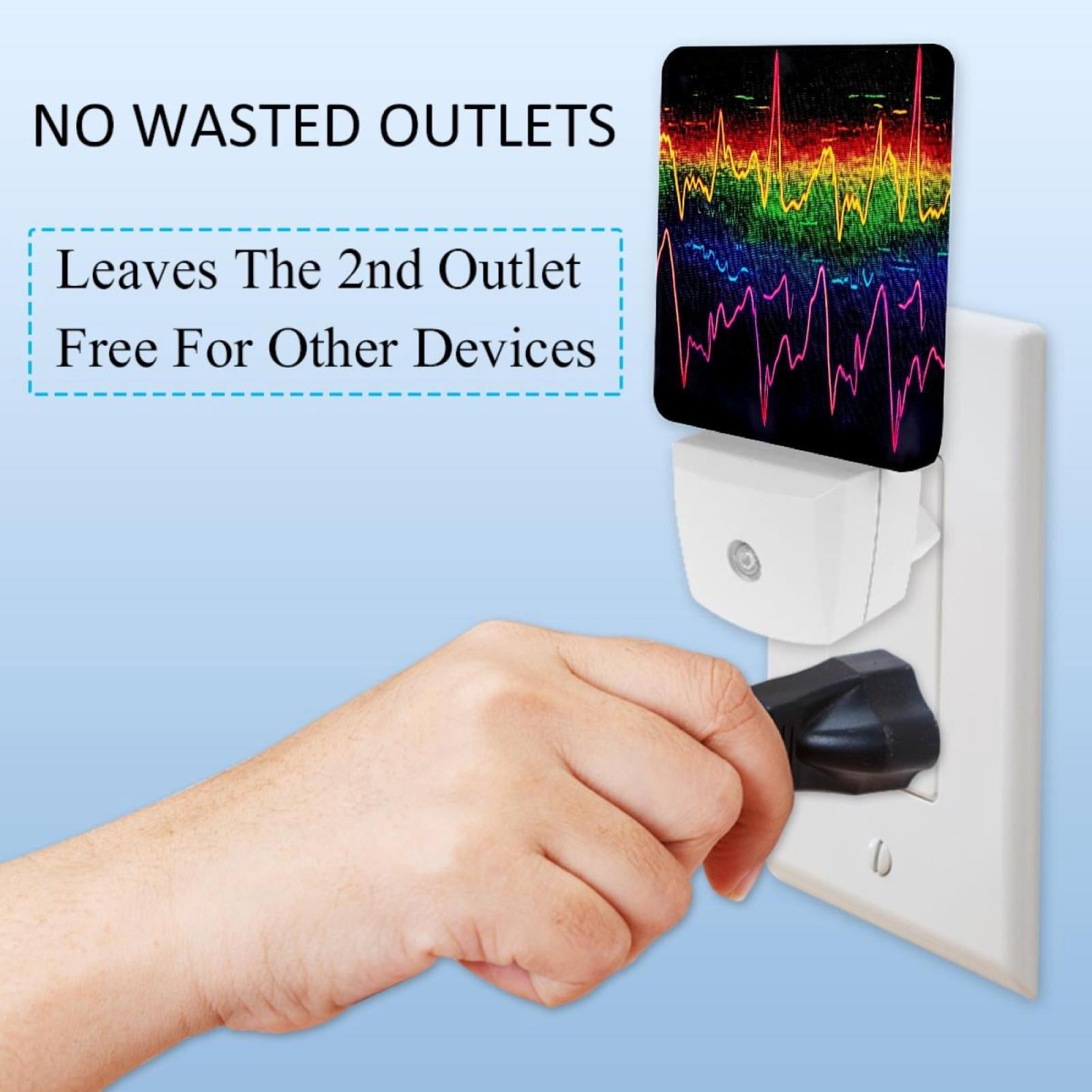 PhooArto Rainbow Electrocardiograms Plug in LED Night Light Auto Sensor Dusk to Dawn Decorative Night for Bedroom, Bathroom, Kitchen, Hallway, Stairs, Baby's Room, Energy Saving