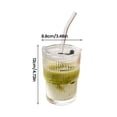 thumbnail image 3 of Vaso de agua con rayas verticales de viento con pajita y tapa Vaso de vidrio Vaso de hielo de verano Vaso para beber Una taza, 3 of 9