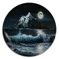 thumbnail image 2 of Designart "Golden Mountains, Roaring Sea II" Landscape Modern Metal Round Art Print, 2 of 5