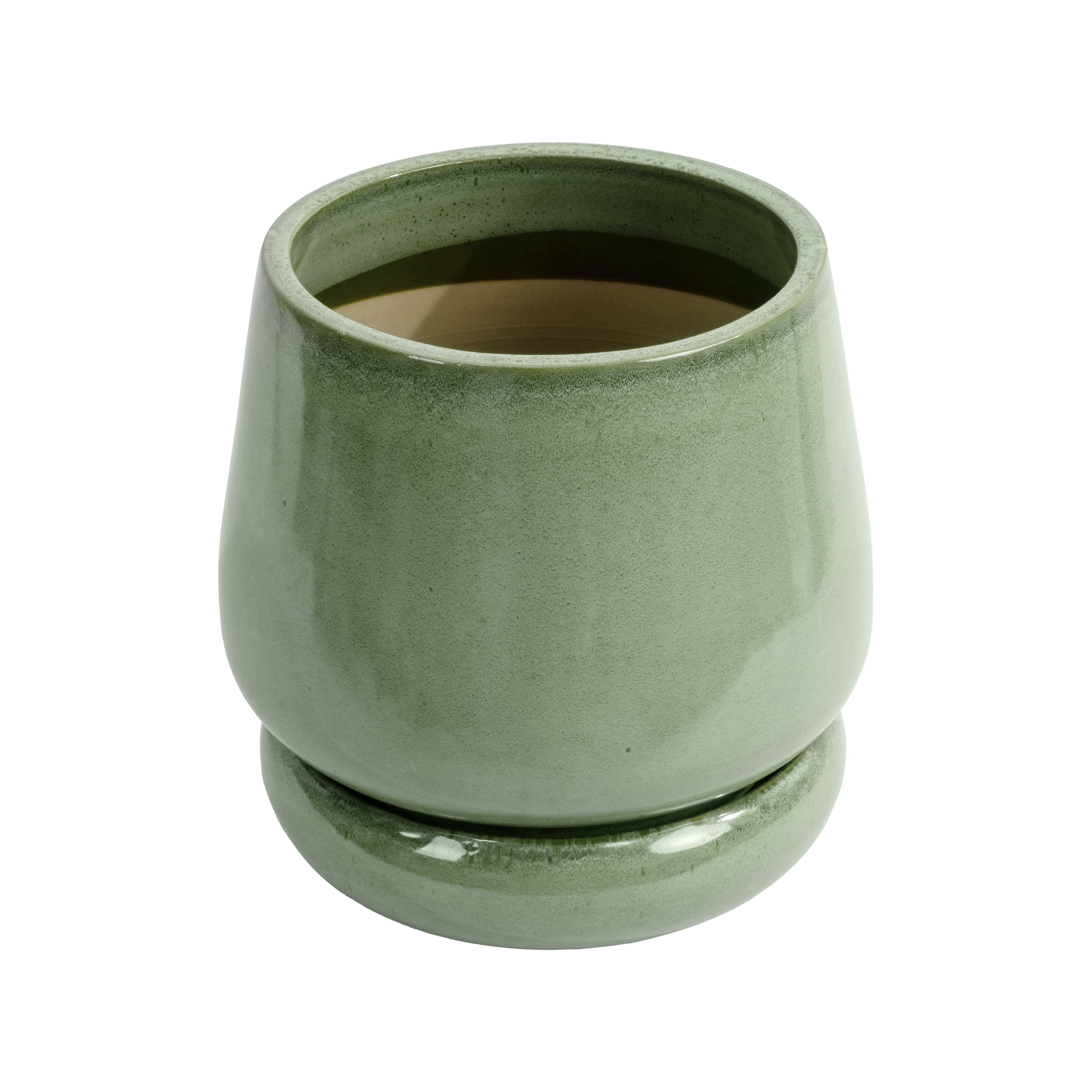 Beautiful 12" Soft Sage Bubble Base Tapered Ceramic Planter with Saucer by Drew Barrymore