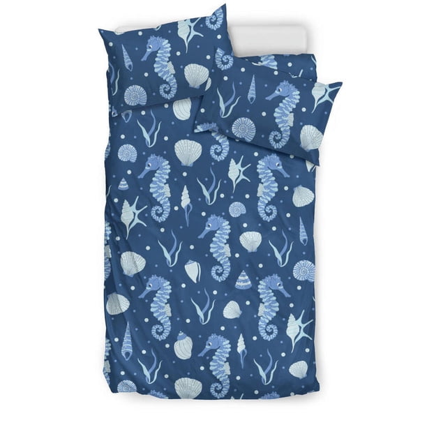 Juego de cama con estampado de conchas de caballito de mar