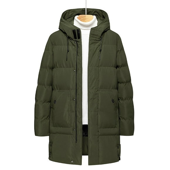 RKSTN Vestes pour Hommes Décontractées Mode avec Poche en Velours Manteau Veste Matelassée Manteau à Capuche pour Hommes d'Âge Moyen Long Manteau Matelassé pour Manches Longues Manteau Décontracté à Capuche & Vestes Automne et Hiver Veste à Manches Longues Manteaux