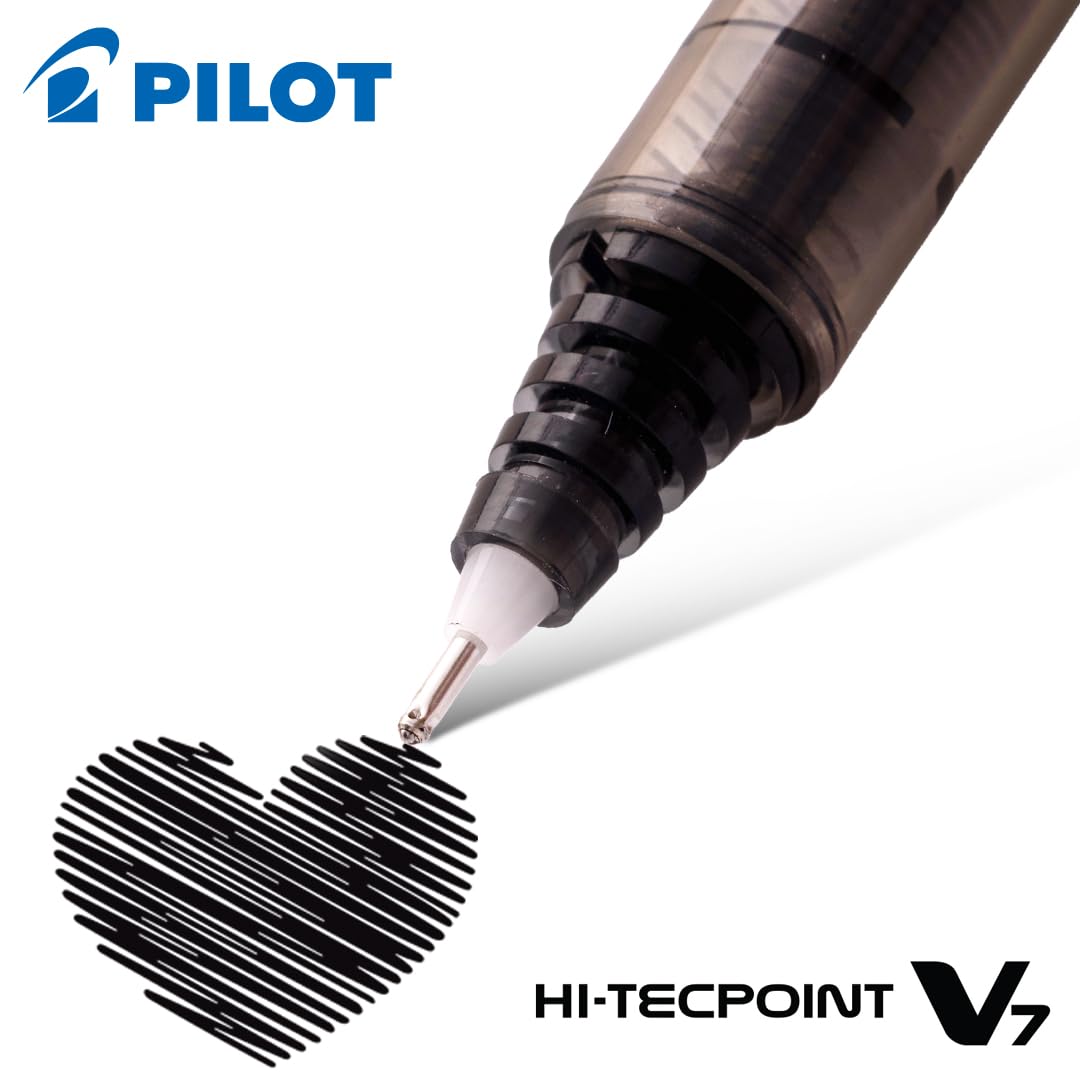 Pilot V7 Liquid Ink Roller Ball Black Pen (Pack of 12)