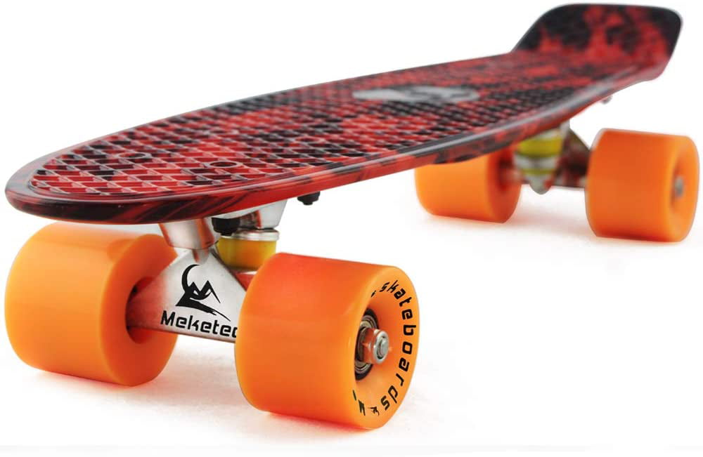 Principianti MEKETEC Skateboards parachever 22 inch Mini Cruiser Retro Skateboard per Bambini Giovani Ragazzi 