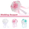 thumbnail image 2 of 9.45" White Artificial Wedding Bouquet for Bride Bridesmaid, Realistic Roses Flowers Bridal Bouquets with Bling Decor, Wedding Decorations, Fake Flower Bouquet for Ceremony/Reception,1#White, 2 of 2