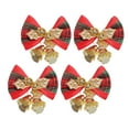thumbnail image 3 of 4 piezas de adornos colgantes para árbol de Navidad, campana de lazo navideña, adorno con purpurina para Aureato de lazo a cuadros, 3 of 9
