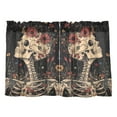 thumbnail image 7 of Yayeee Kitchen Curtains Tier Pair Light Filtering 27"x36" Rod Pocket Short Cafe Window Panel, Skeleton with Flowers Pattern, 7 of 7