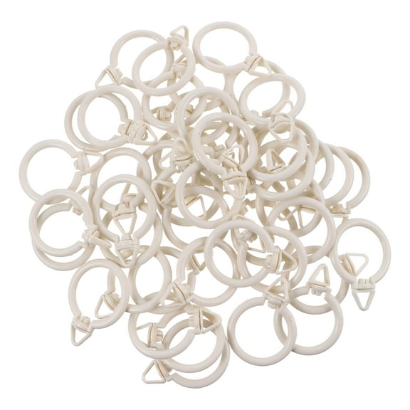 48 Pcs White Blackout Curtains Hooks Buckle Roman Rod Rings Smooth Movement on