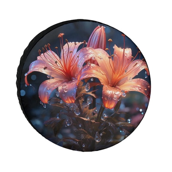 Heavy Duty Spare Tire Cover 12inch Flower Plant Wildflower Waterproof Polyester Wheel Protectors Wheel Covers Flower in The Spring Season Universal Fit for Trailer SUV Truck Camper Travel Trailers
