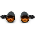 thumbnail image 3 of Krator 2pc Skull Lens Black Motorcycle Turn Signals Bulb Compatible with Harley Davidson XL Sportster 1200 Custom, 3 of 6