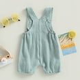 thumbnail image 3 of Gupgi Suspender Jumpsuit for Baby Boy Girl Summer Solid Color Sleeveless Loose Short Romper with Pockets, 3 of 9