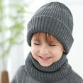 thumbnail image 5 of Boys Winter Hat Winter Knit Hat Scarf Set Striped Knit Hat for Boys Girls Solid Toddler Baby Beanie,Dark Gray, 5 of 6
