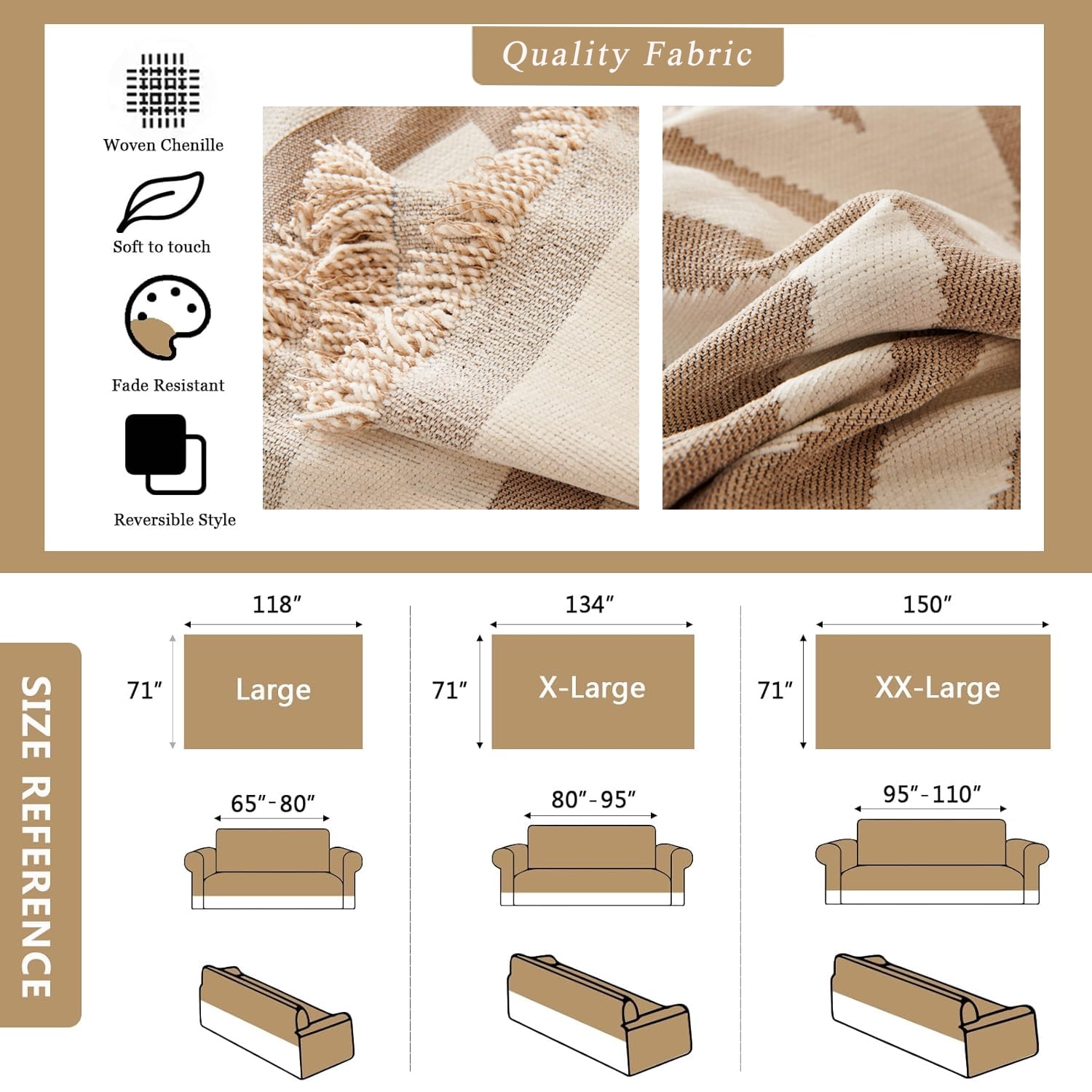 Inadays Sofa Cover Couch Cover Slipcovers Furniture Protector for Chair Loveseat Futon Sectional L Shape Sofa Boho Chenille