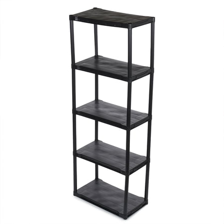 Home Basics 5 Tier Plastic Shelf, (38-inch), Black