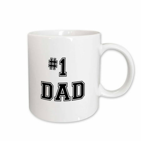 3dRose #1 Dad - Number One Greatest Dad - black text - Good for Fathers day - Best Dad Award, Ceramic Mug,