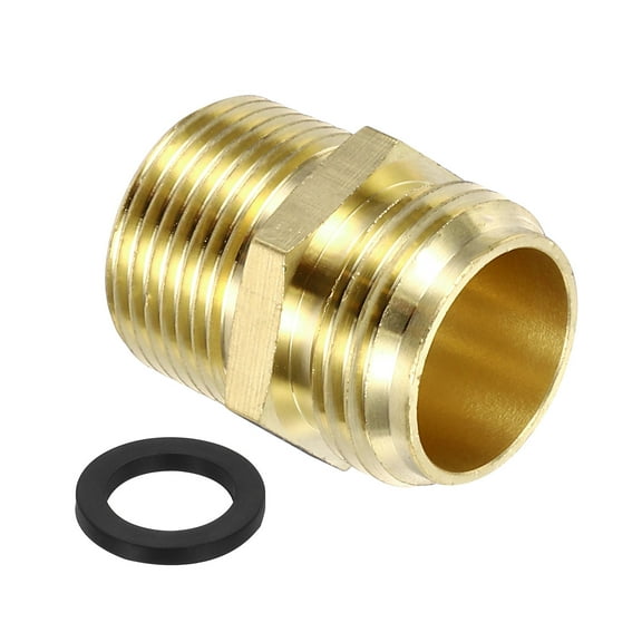 3/4" GHT Female x 3/4" NPT Male Hose Adapter, 2 Pcs Garden Hose Connector, Gold