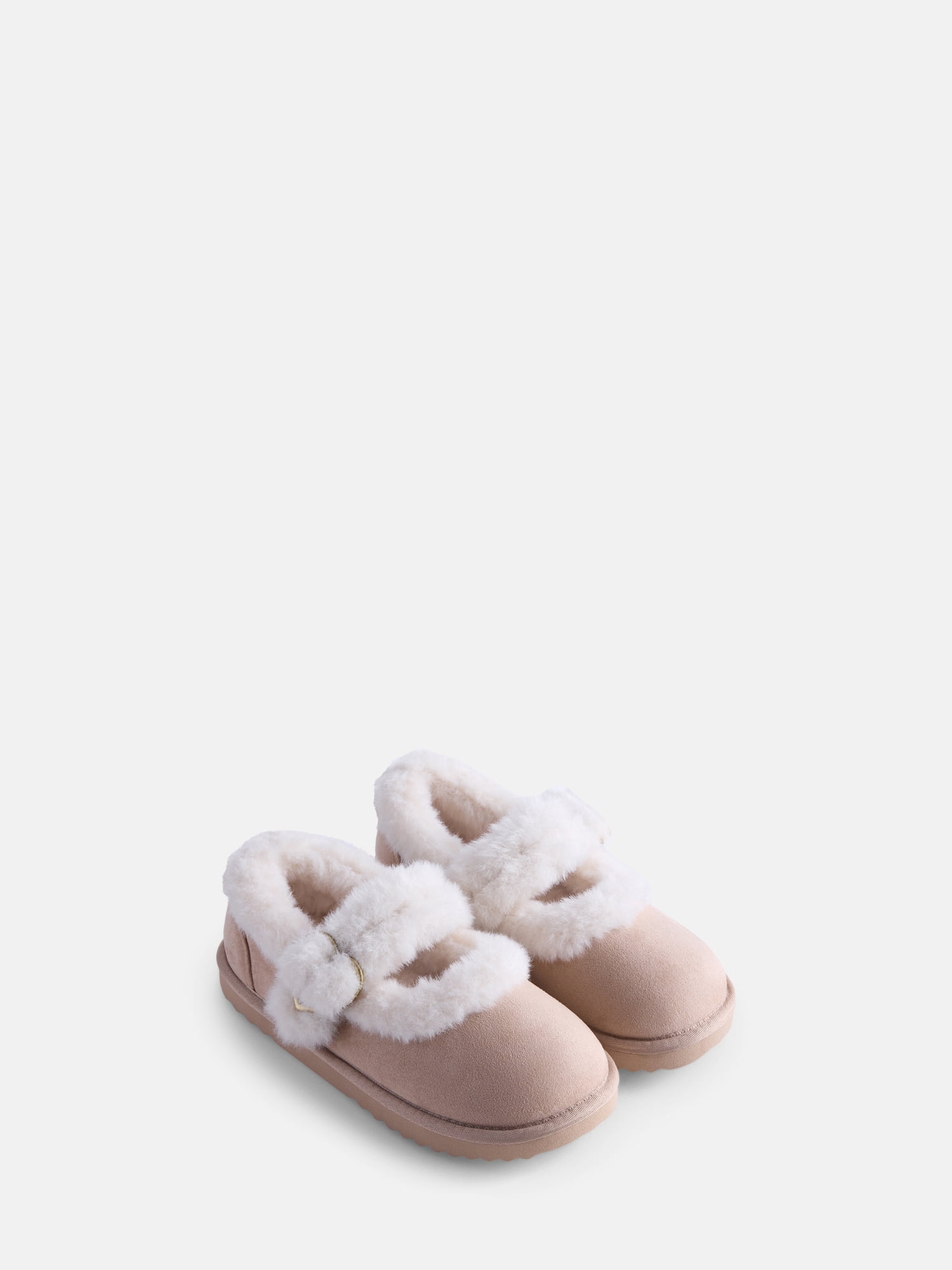 Wonder Nation Toddler, Little and Big Girls Faux Shearling Mary Jane Slippers