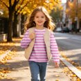 thumbnail image 7 of Ashirexll Girls Long Sleeve Shirts Gradient Striped Print Long Sleeve Casual Top for Big Girls 3-14 Years, 7 of 7