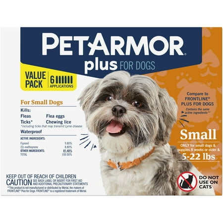 PetArmor Plus Flea & Tick Prevention for Small Dogs (4-22 lbs), 6 (Best Medicine To Get Rid Of Fleas On Cats)