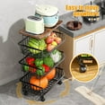 thumbnail image 6 of Fruit Vegetable Basket for Kitchen, 5 Tier Stackable Fruit Vegetable Storage Baskets with Wheels, Metal Wire Storage Basket Organizer Cart for Kitchen, Pantry, Bathroom, 6 of 11