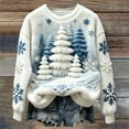 thumbnail image 2 of Luwomo Casual Christmas Flannel Sweaters Womens Cozy Pullover Santa Tree Graphic Crewneck Winter Holiday Knit Festive Seasonal Loose Fit Streetwear Regular Tops,White,3XL, 2 of 3
