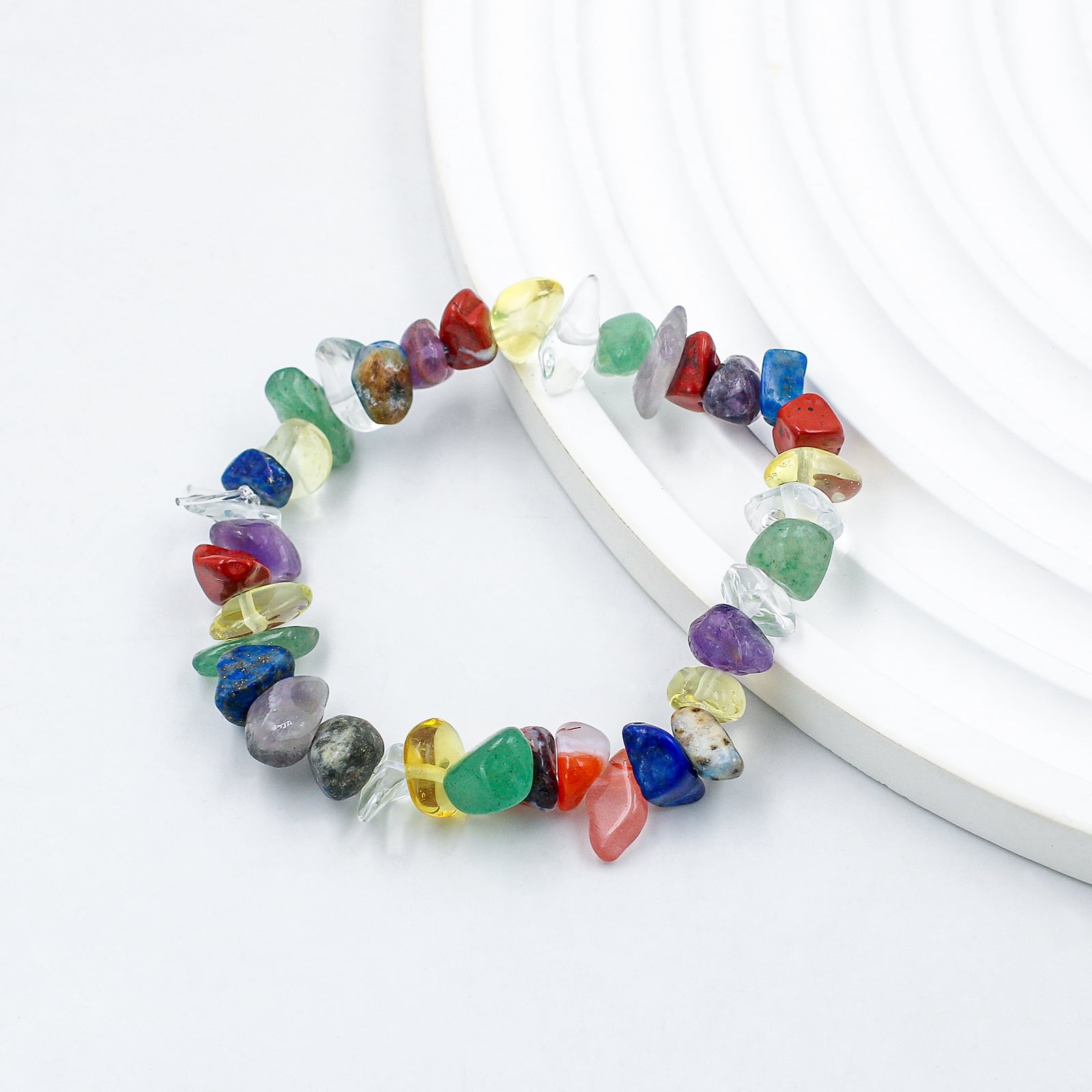 Natural Chip Stone Beads Hole Drilled DIY, Multi-Color Irregular Chips Stones, Crushed Chunked Crystal with Hole 5mm to 8mm, for Jewelry Making Decor DIY Crafts