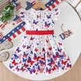 thumbnail image 5 of Tisuna Red White And Blue Butterfly Dress For Girls Toddler Kids Ruffled Sleeve Belt Waist Dress 4Th Of July Patriotic Sundress White Size 3-4 Years, 5 of 8