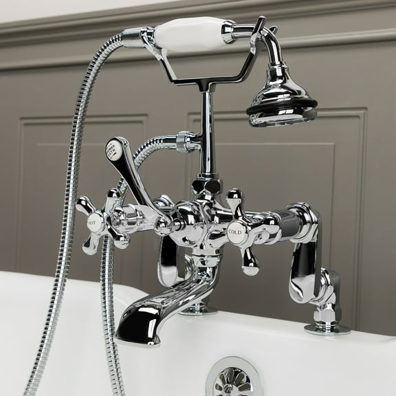 Deck Mount Clawfoot Tub Faucet with Handshower