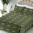 thumbnail image 3 of Ambesonne Botanical Fitted & Flat Sheet with Shams 4 Pcs Set, Art Leaves of the Jungle, Queen, Reseda Green and Brown, 3 of 5