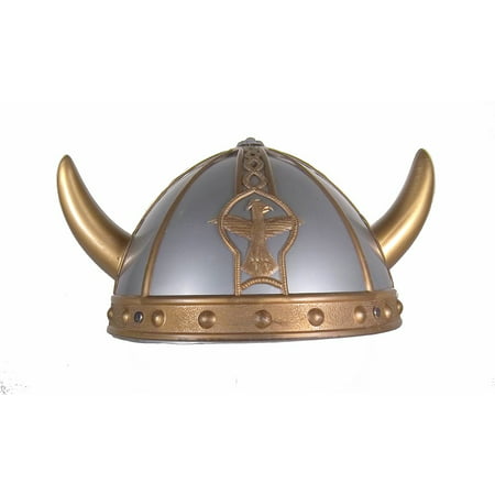 Children's Viking Helmet Costume Plastic Gold Silver Hat Horn Barbarian Warrior