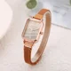 thumbnail image 1 of Reloj cuadrado de cuarzo para mujer, cronógrafo con correa magnética, esfera verde, sencillo, de lujo, con malla de oro rosa, novedad de 2024, 1 of 5