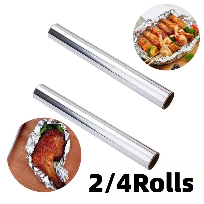 2/4Rolls Disposable Tin Foil Roll Tin Foil Paper Roll Oil Resistant Barbecue Air Fryer Kitchen Family Gatherings Baking Tool