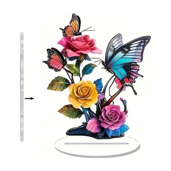 Flowers for Decoration 2D Flat Butterfly Window Ornament for Home Desk or Living Room Wall Display