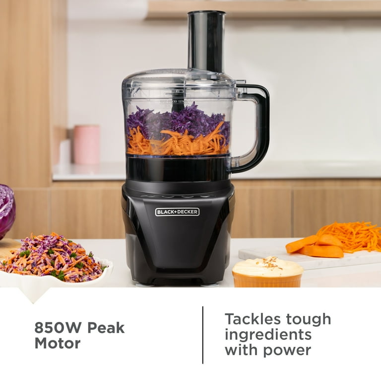 BLACK+DECKER Easy Assembly 8-Cup Food Processor, 850W, 2 Speeds +