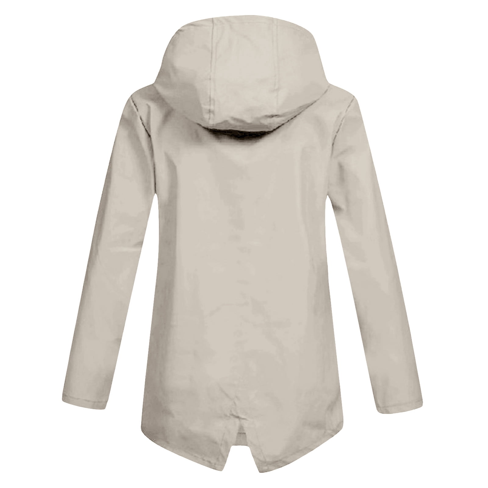 UPPADA Women's Light Weight Raincoats Solid Rain Jackets Outdoor Plus Size Hooded Raincoat Windproof Fall ,Womens Lined Rain Jacket with Hood Beige XXL
