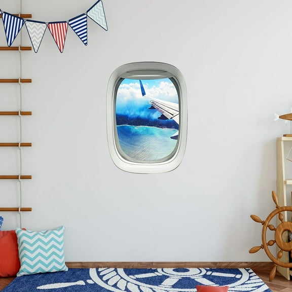 VWAQ Airplane Wing Window View Decal Wall Art Peel and Stick Aviation Wall Decor Airplane Stickers - PW22 (14"H x 10"W)